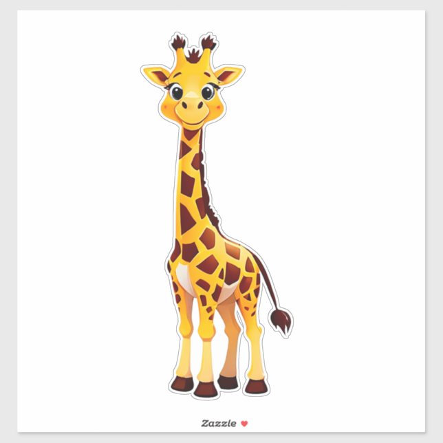 Sticker Girafe de dessin animé mignon (Feuille)