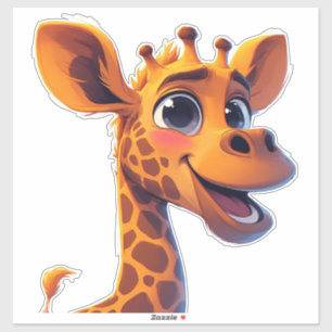 Sticker Girafe de dessin animé mignon debout avec joie