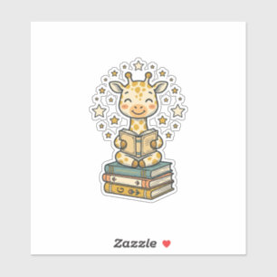 Sticker Girafe de lecture mignonne chemise vintage d'amant