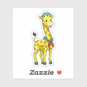 Sticker Girafe en voile avec casquette de voile