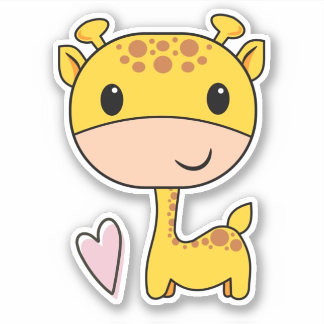 Sticker Girafe Mignonne Avec Cœur (Devant)