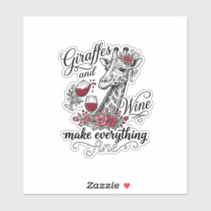 Sticker Girafes Et Vin Gravure Vintage Design De T-Shirt_1