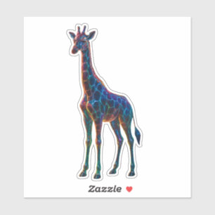 Sticker Giraffe Art en verre arc-en-ciel