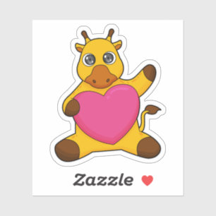 Sticker Giraffe au coeur