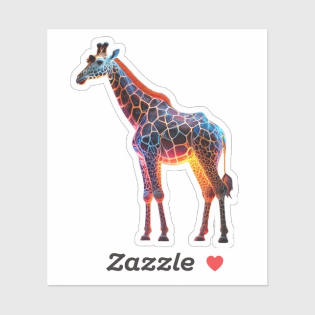 Sticker Giraffe colorée (Feuille)