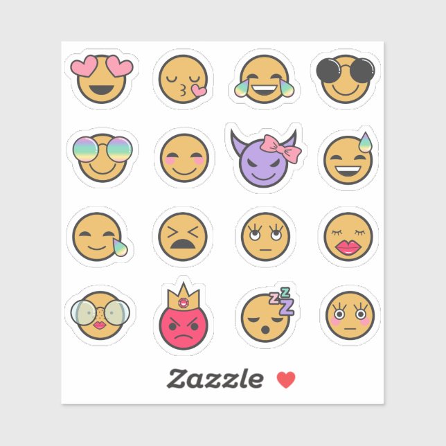 Sticker Girly Cute Emojis (Feuille)