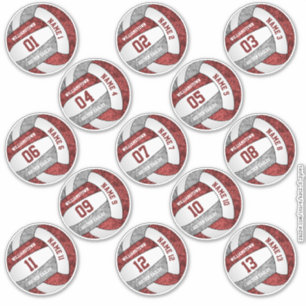 Sticker girly maroon gris volley-ball personnalisation nom