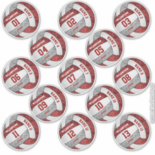 Sticker girly maroon gris volley-ball personnalisation nom