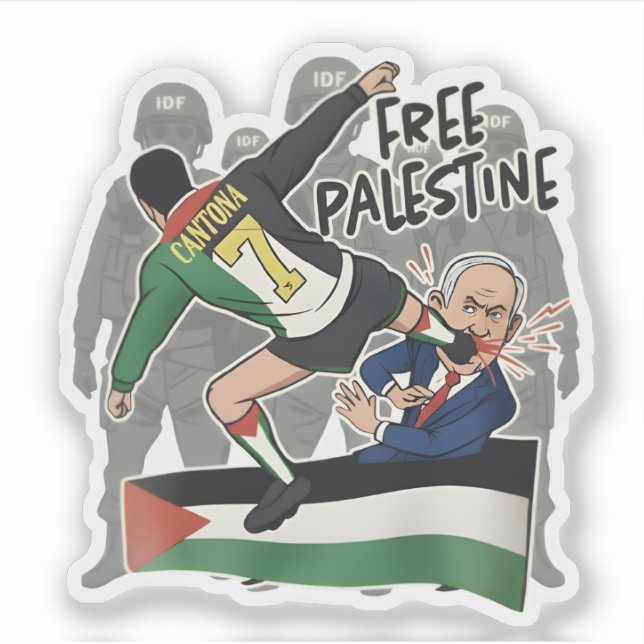 Sticker Give Netanyahu The Boot Free Palestine caricature  (Devant)