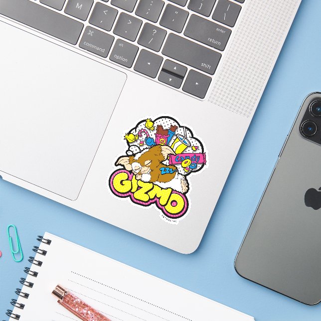 Sticker Gizmo | Rêver de sucreries (Ordinateur portable avec iPhone)
