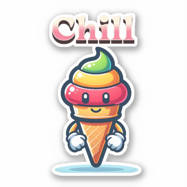 Sticker Glace arc-en-ciel décontractée (Devant)