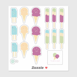 Sticker Glaces et Pops à tourbillon avec Nom personnalisé