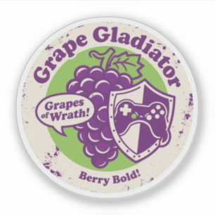 Sticker Gladiateur de raisin drôle jeu et nourriture pun g