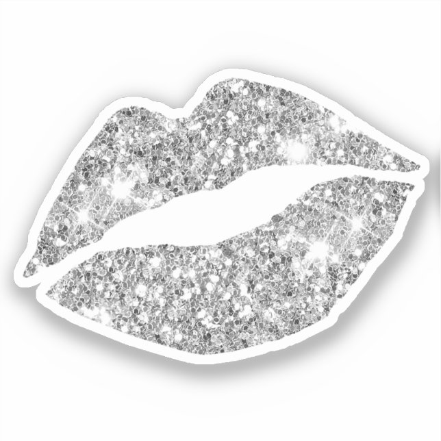 Sticker Glam Aesthétique Girly Silver Parties scintillant  (Recto)