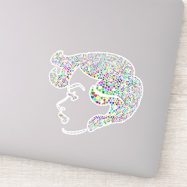 Sticker Glam girl with hearts (Détail)