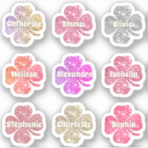 Sticker Glam Girly Parties scintillant rose Lucky Clover N