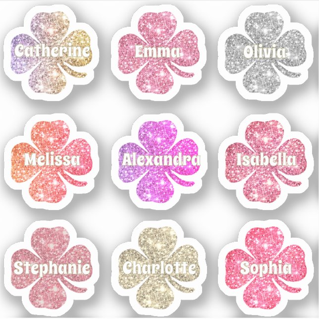 Sticker Glam Girly Parties scintillant rose Lucky Clover N (Devant)