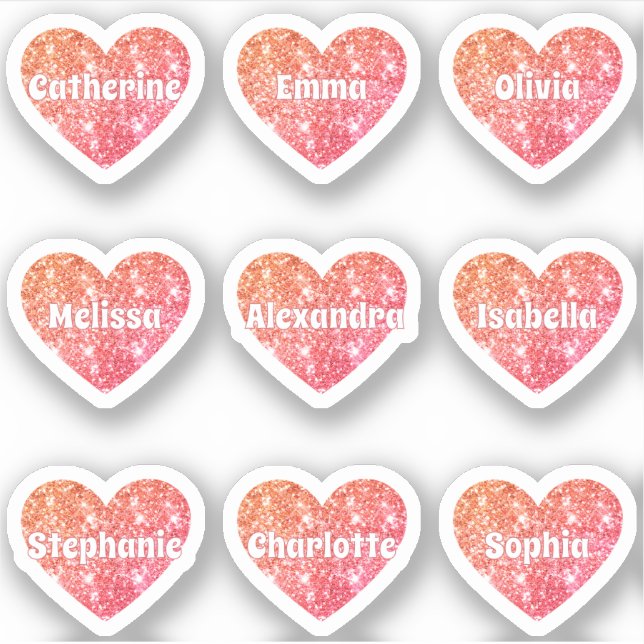 Sticker Glam Girly Red Orange Parties scintillant Hearts N (Devant)