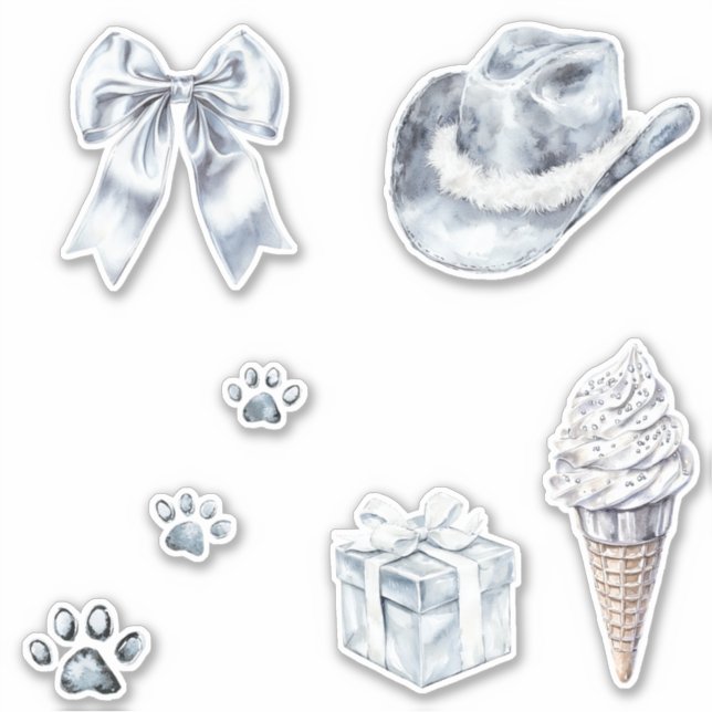 Sticker Glam Silver Bow (Devant)