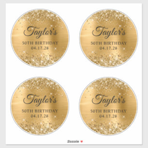 Sticker Glittery Gold 6" Cercles 50e anniversaire