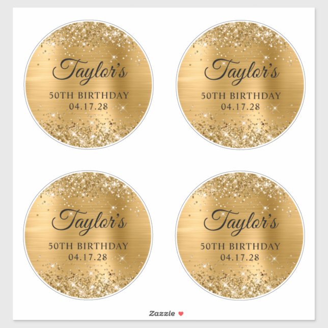 Sticker Glittery Gold 6" Cercles 50e anniversaire (Feuille)