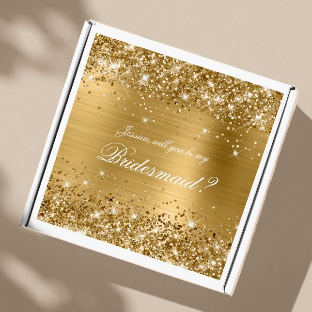 Sticker Glittery Gold Bridesmaid Proposition boîte cadeau (Créateur téléchargé)