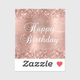 Sticker Glittery Rose Gold Foil Joyeux anniversaire