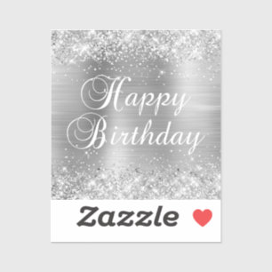 Sticker Glittery Silver Foil Joyeux anniversaire