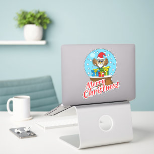 Sticker Globe des neiges avec Chouette du Père Noël