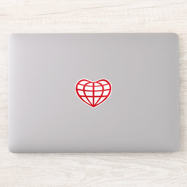 Sticker Globe terrestre en forme de cœur Amour (Ordinateur)