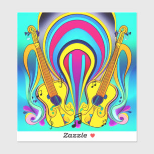 STICKER GLOSSY CANVAS OF GUITARS