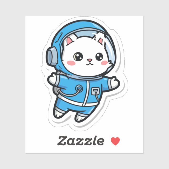 Sticker Glossy Transparent -Cute Astronaut Cat 3x3 (Feuille)