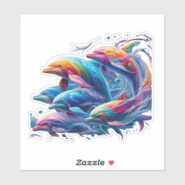 Sticker Glowing Dolphin Art (Feuille)