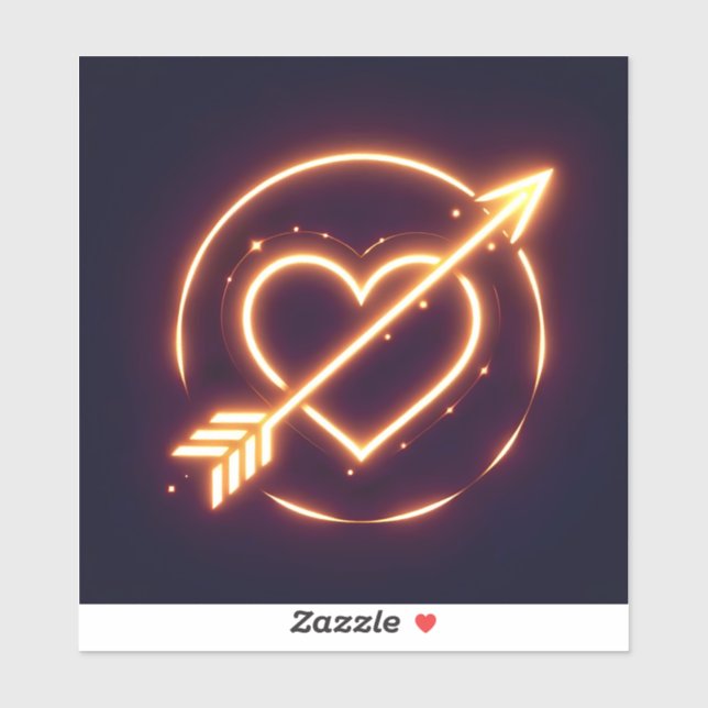 Sticker glowing image of a heart with cupid's arrow (Feuille)