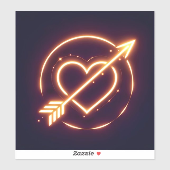 Sticker glowing image of a heart with cupid's arrow (Feuille)