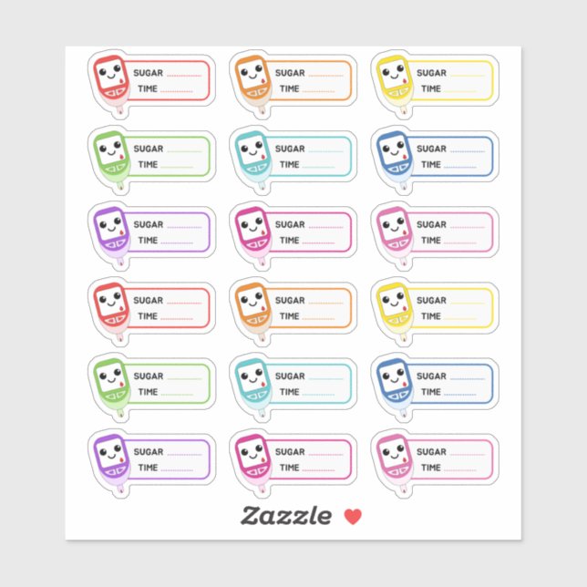 Sticker Glucometer Sugar Tracker Diabetic Tracker Étiquett (Feuille)