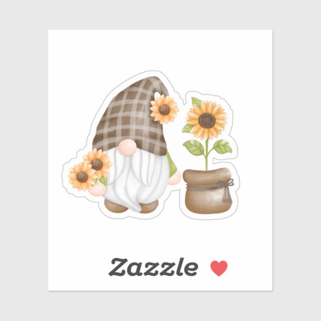 Sticker Gnome aux tournesols (Feuille)