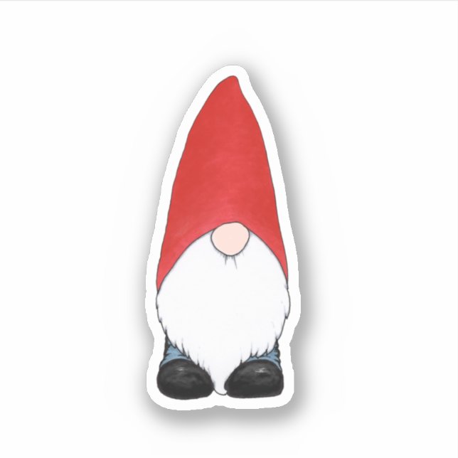 Sticker Gnome avec Casquette rouge court (Devant)