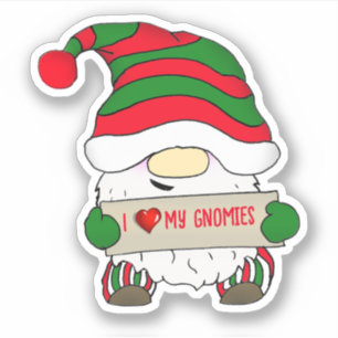 Sticker Gnome avec chapeau vert et blanc Noël