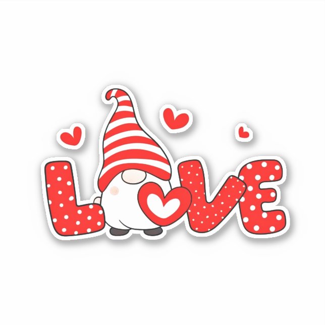Sticker Gnome de la Saint-Valentin mignon (Devant)
