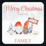 Sticker Gnome Family Four Christmas<br><div class="desc">Autocollant de Noël Gnome Family of Four Christmas Sticker doux et amusant gnome famille Noël autocollant avec une famille de quatre. Un papa gnome,  maman gnome et des enfants ou des enfants féminins et masculins. Cet autocollant de Noël est un ajout pour vos amis et cadeaux de famille.</div>