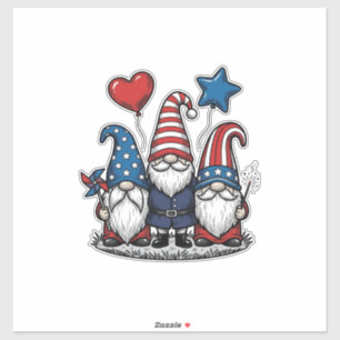 Sticker Gnome patriotique gravure vintage design vectoriel