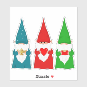 Sticker Gnomes de Noël en bleu vert et rouge