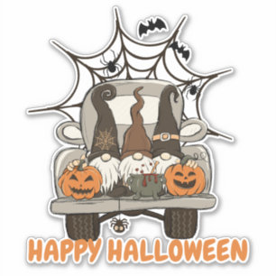 Sticker Gnomes d'Halloween dans Spider Web Truck
