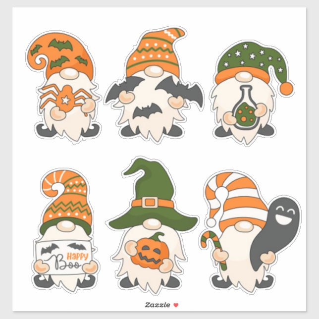 Sticker Gnomes d'Halloween mignon (Feuille)