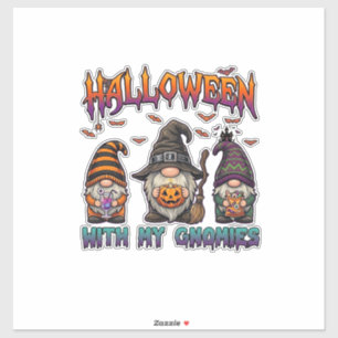 Sticker Gnomes Halloween Trois Gnomes Chapeau de Sorcière