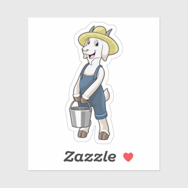 Sticker Goat as Farmer with Bucket (Feuille)