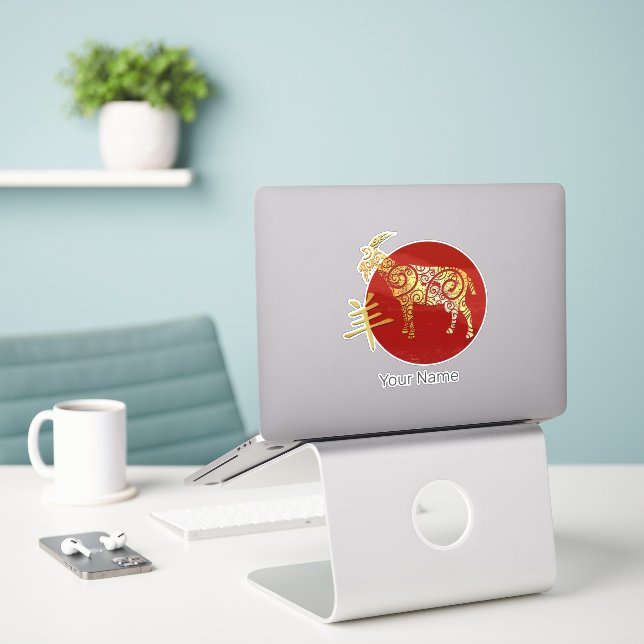 Sticker Goat Chinese Zodiac Horoscope Constellation Sign (Ordinateur portable sur le bureau)