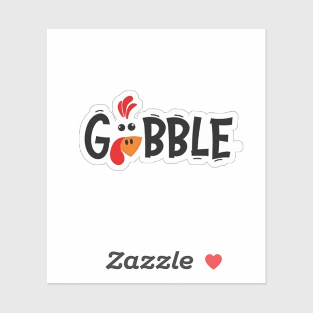Sticker Gobble Funny Thanksgiving Turquie fête (Feuille)