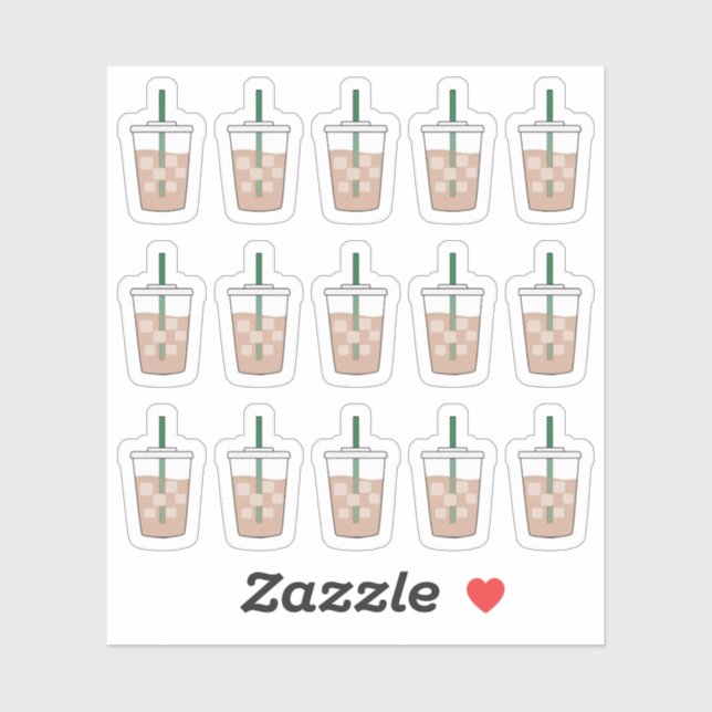 Sticker Gobelets Doodle Café Glacé Amoureux du Café Bujo P (Feuille)